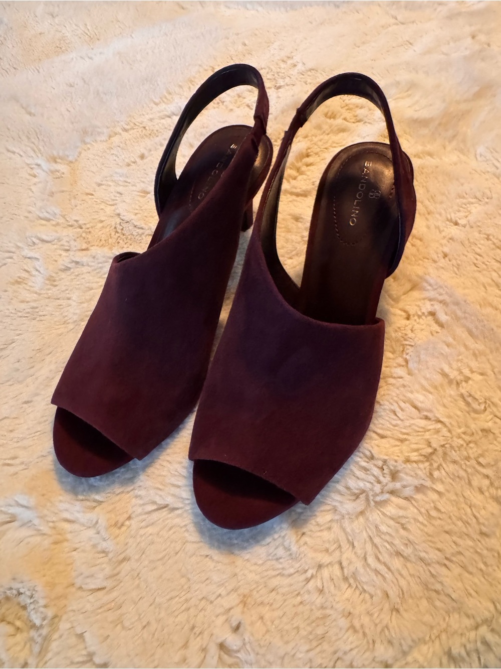 Bandolino Plum Suede Open-Toe Slingback Heels